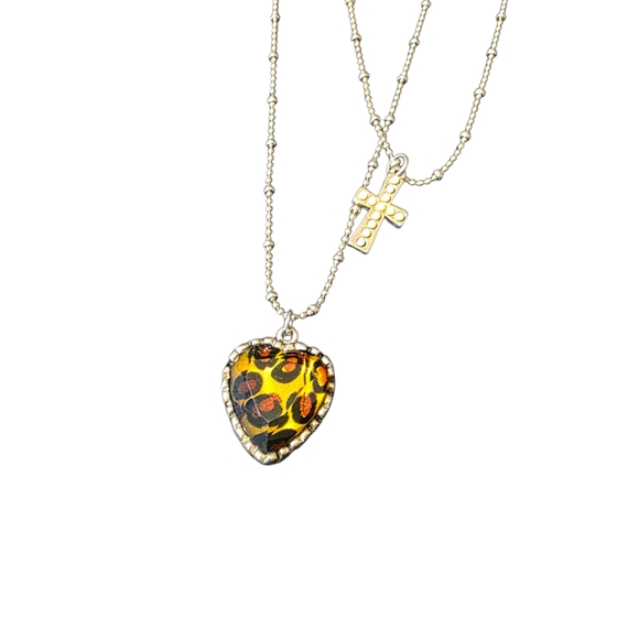 Betsey Johnson Silver and Gold Cross And Heart Pendant Necklace - Picture 4 of 5